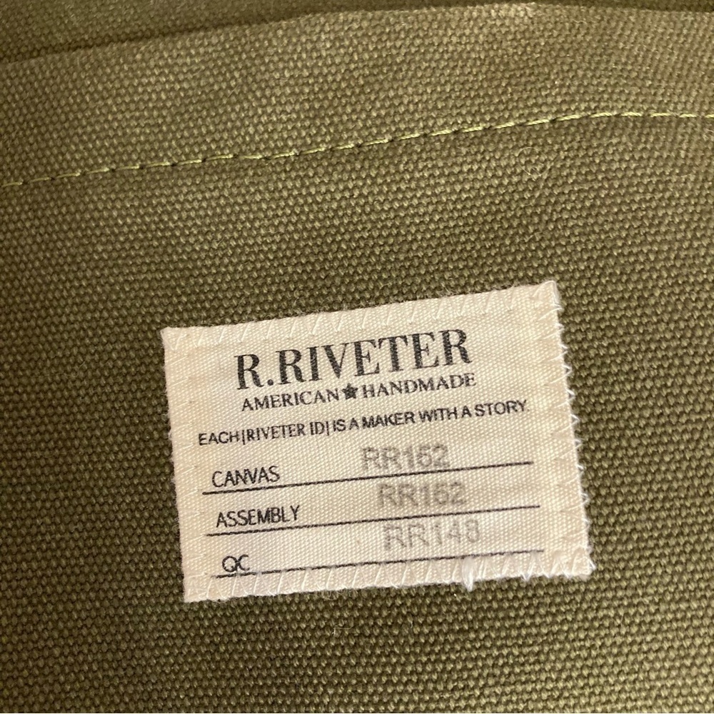 R. Riveter green and black canvas tote bag - Picture 9 of 11